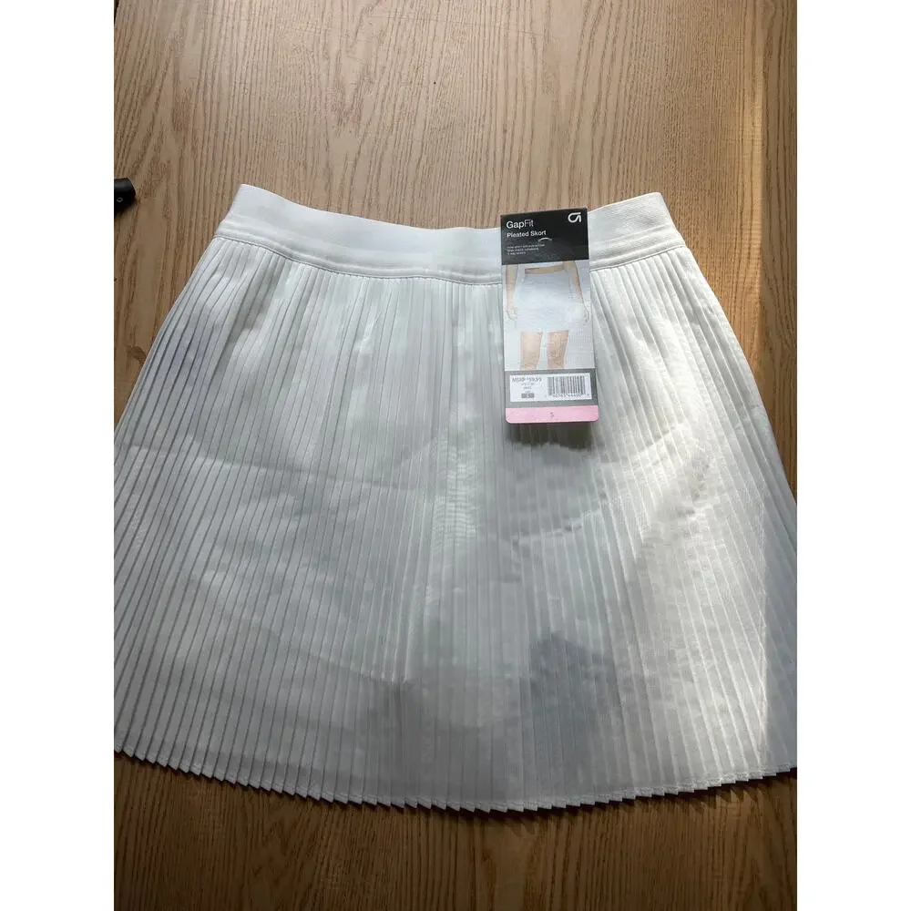 New Women’s GapFit Athletic Pleaded Stretchy Skort w/Inside Pocket White Small